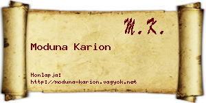 Moduna Karion névjegykártya
